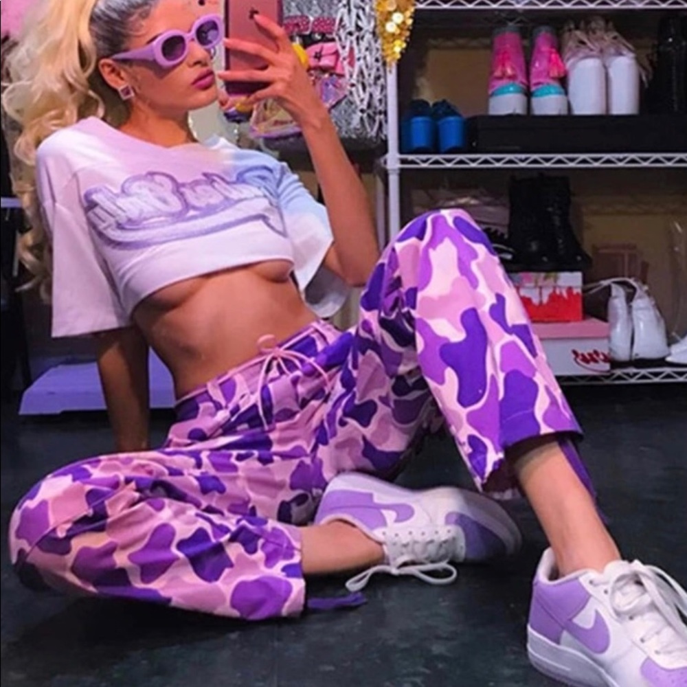 Pink and purple cargo pants